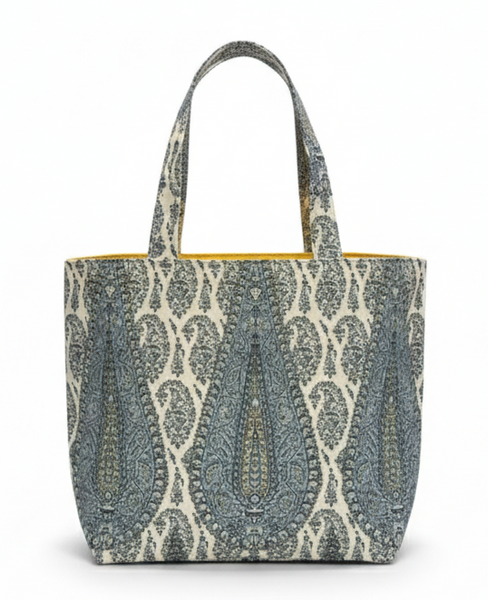 Home Couture: Medium Tote - Kashmir Large Scale - Multi Celeste Blues / FREE FEDEX SHIPPING
