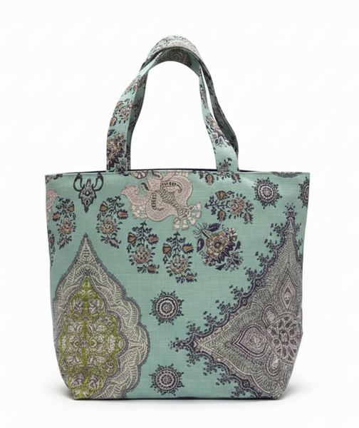 Home Couture: Medium Tote - Isfahan - Aqua / Lilac / FREE FEDEX SHIPPING