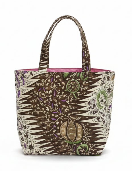 Quadrille: Medium Tote - Les Indiennes - Multi Brown / FREE FEDEX SHIPPING