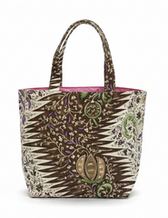 Quadrille: Medium Tote - Les Indiennes - Multi Brown / FREE FEDEX SHIPPING